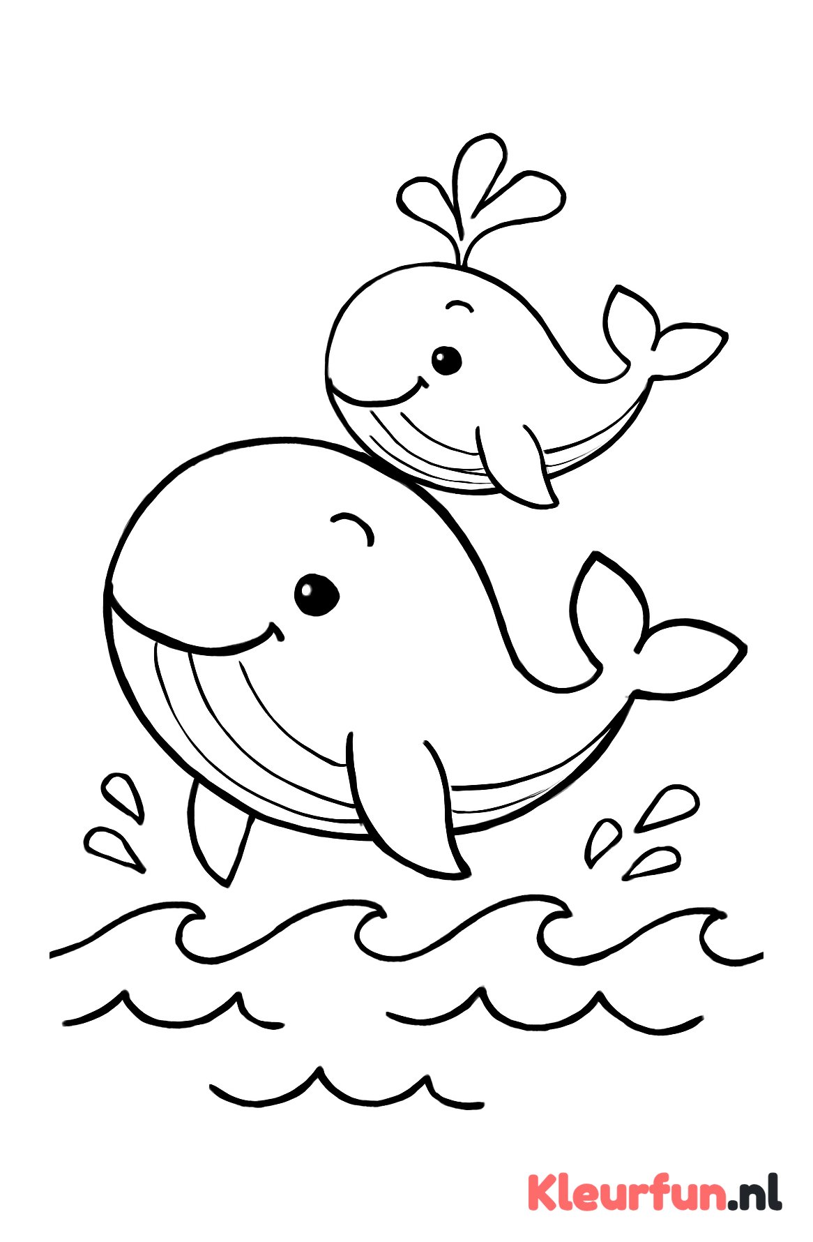 Moeder en babywalvis springen