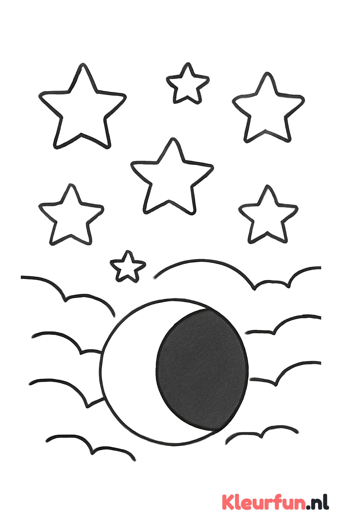 Nachtelijke hemel met zonsverduistering en sterren