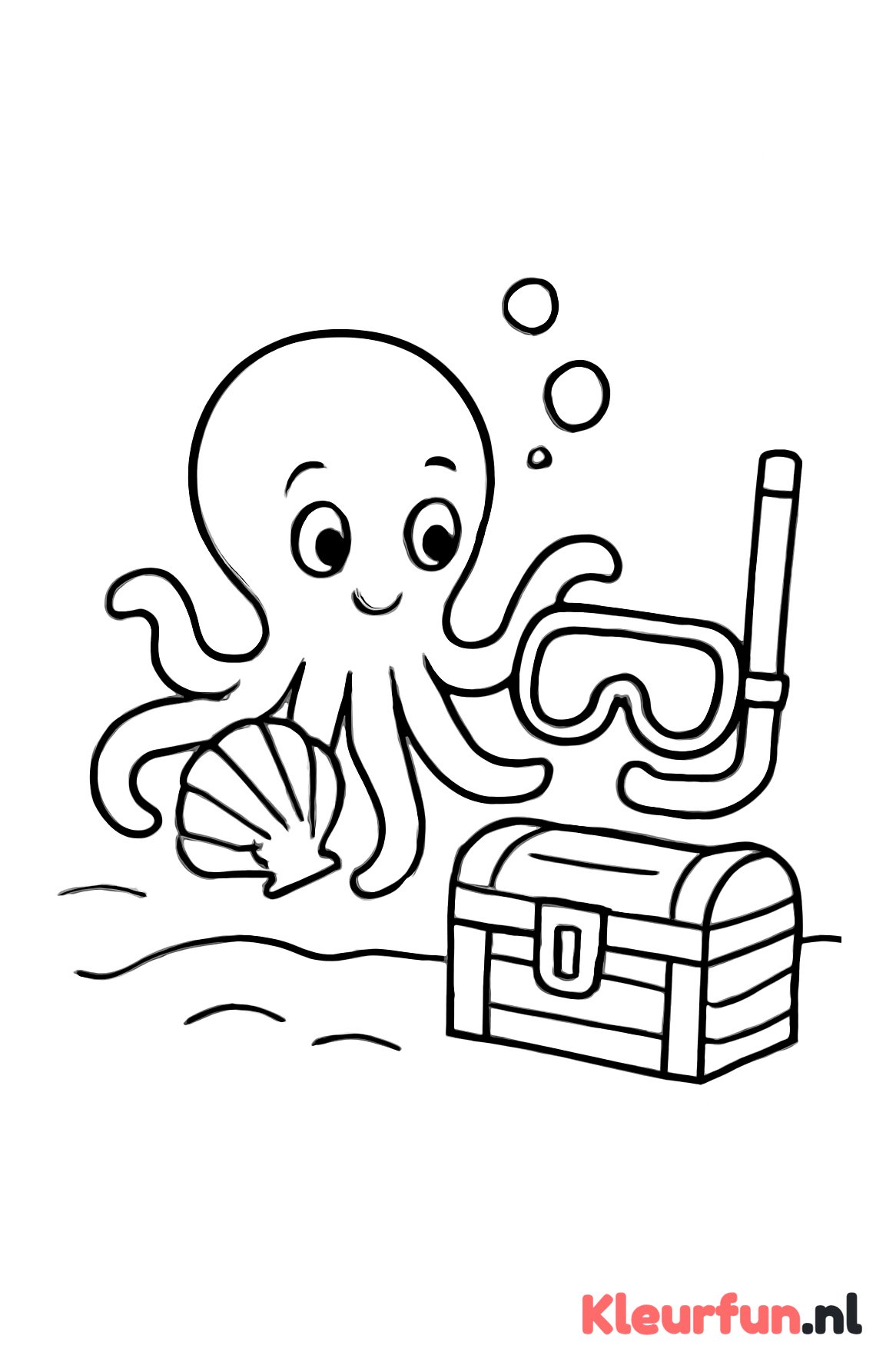 Nieuwsgierige octopus met speeltjes