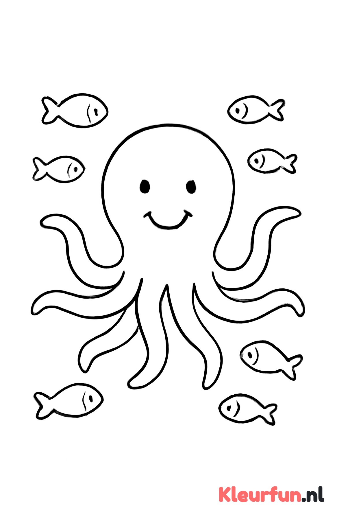 Octopus met school visjes
