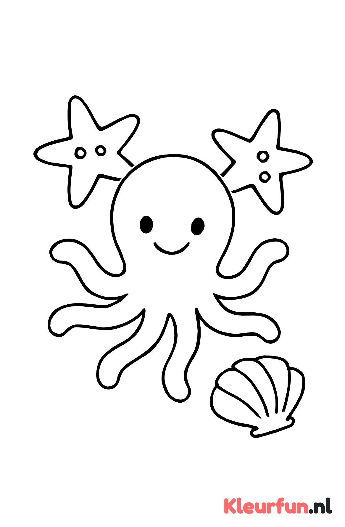 Octopus met grote zeesterren