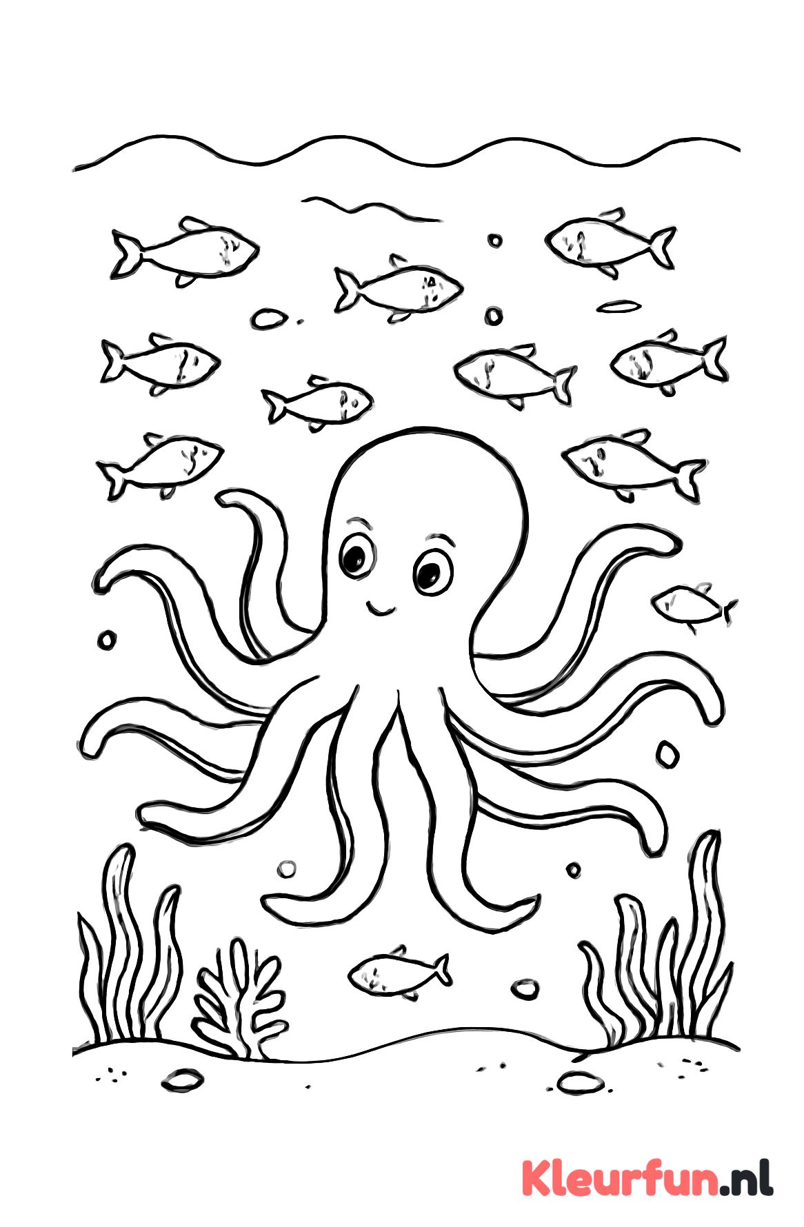 Octopus Speelt met Vissen