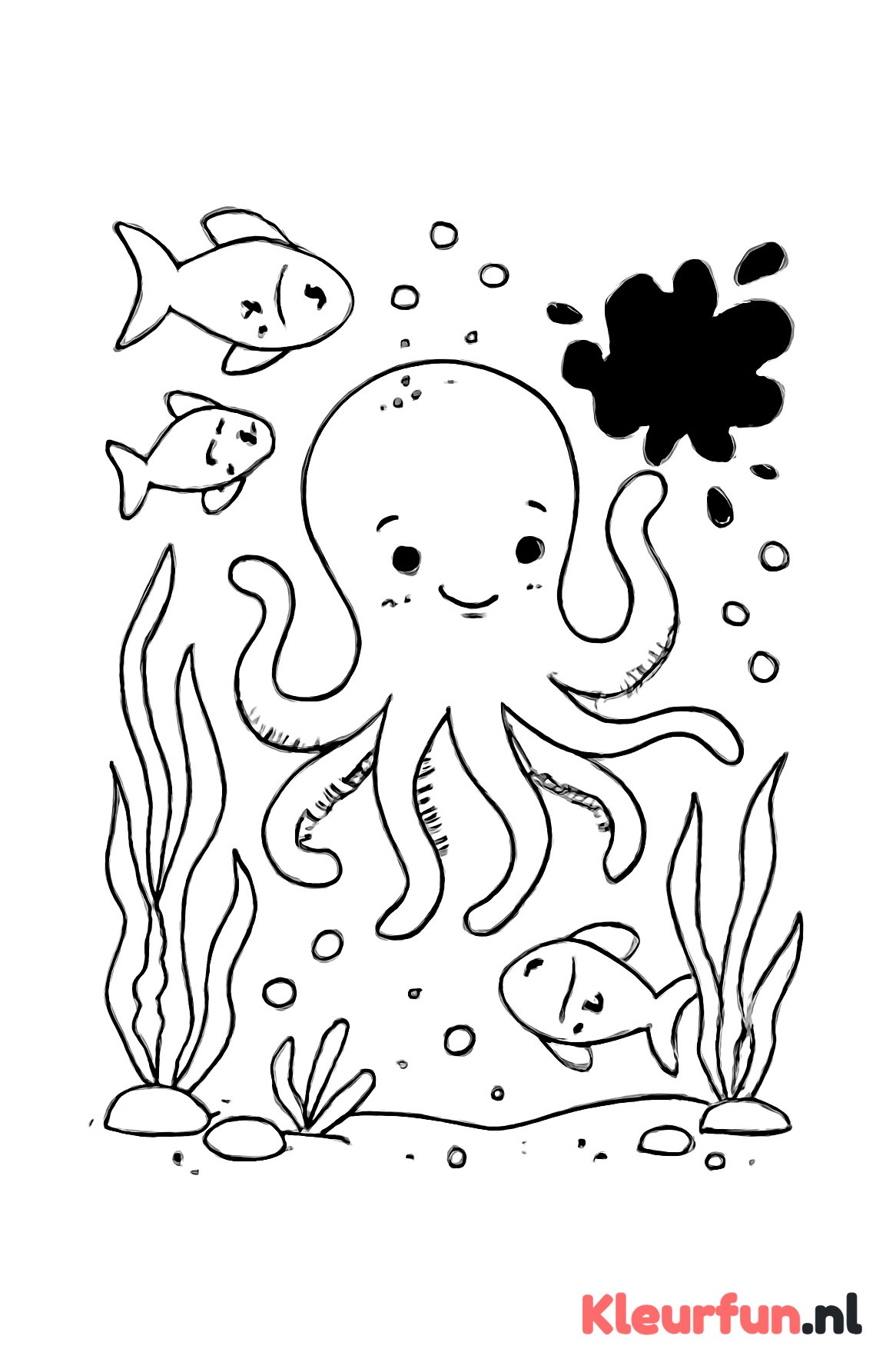 Octopus spuit inkt onder water
