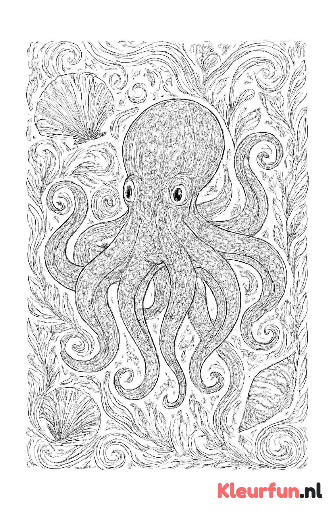 Octopus met ingewikkeld zeeleven patroon