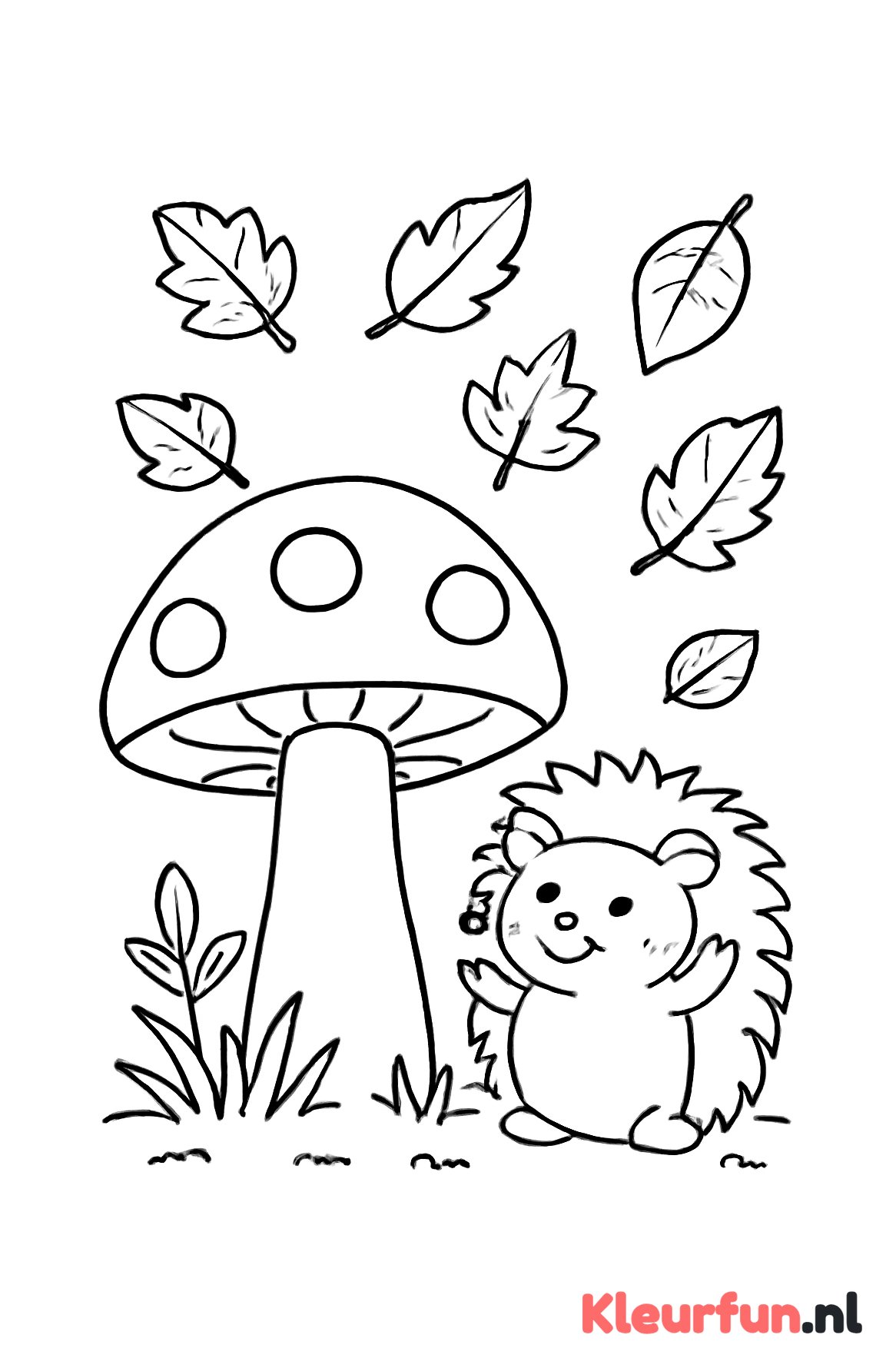 Paddestoel en egel in de herfst