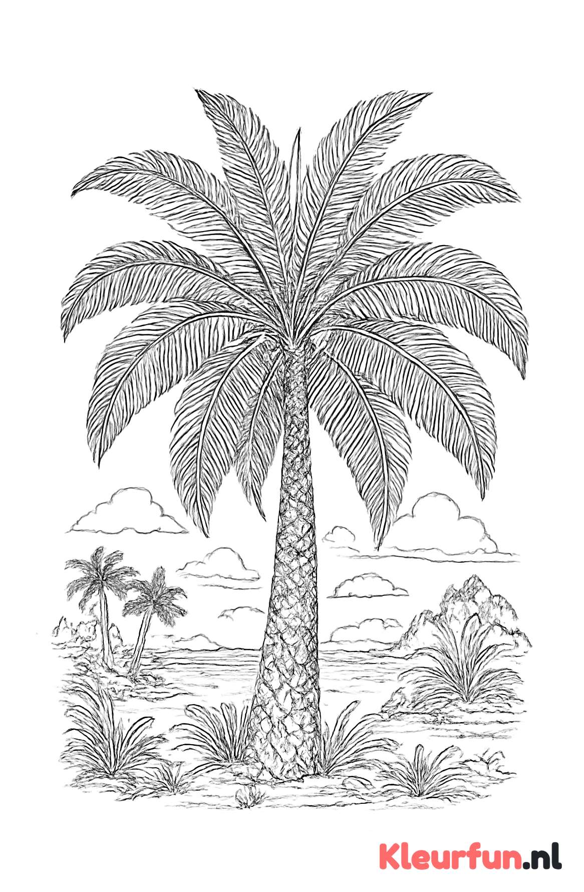 Tropische palmboom met rijke details