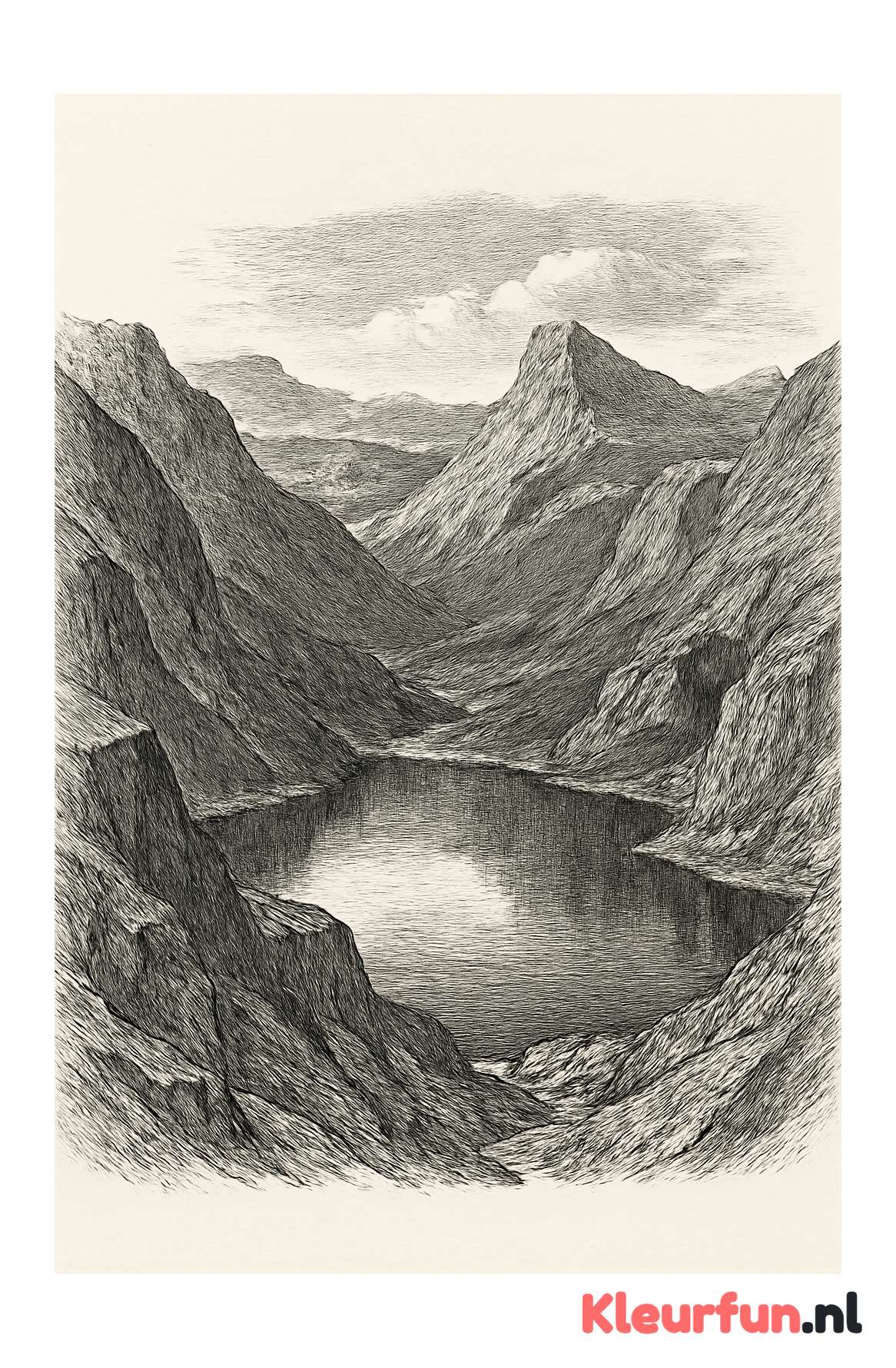Panoramisch berglandschap met meer en valleien