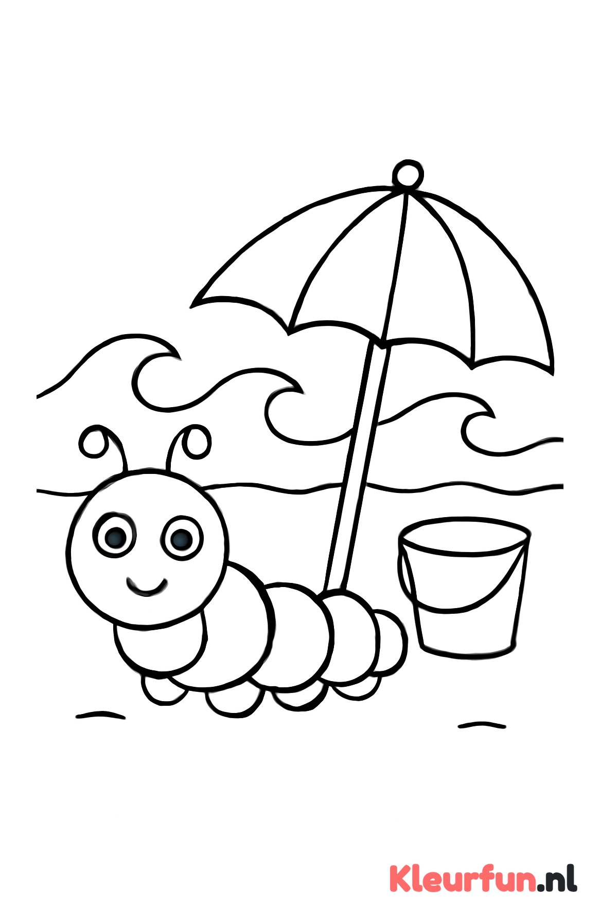 Peuter kleurplaat met strandrups