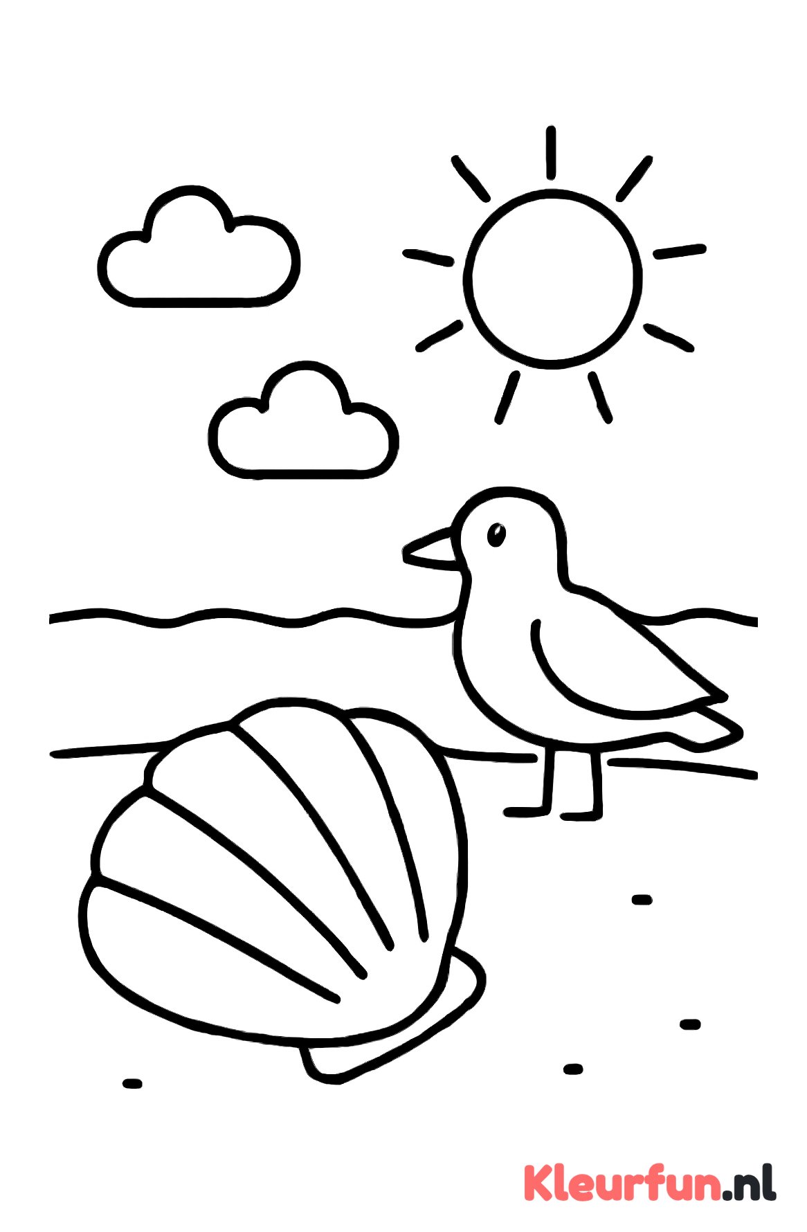 Grote schelpen op het strand voor peuters