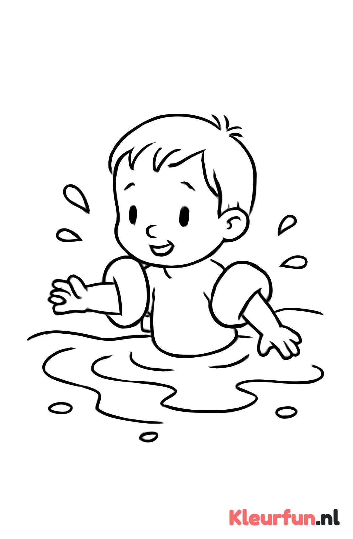 Peuter met zwemband in water