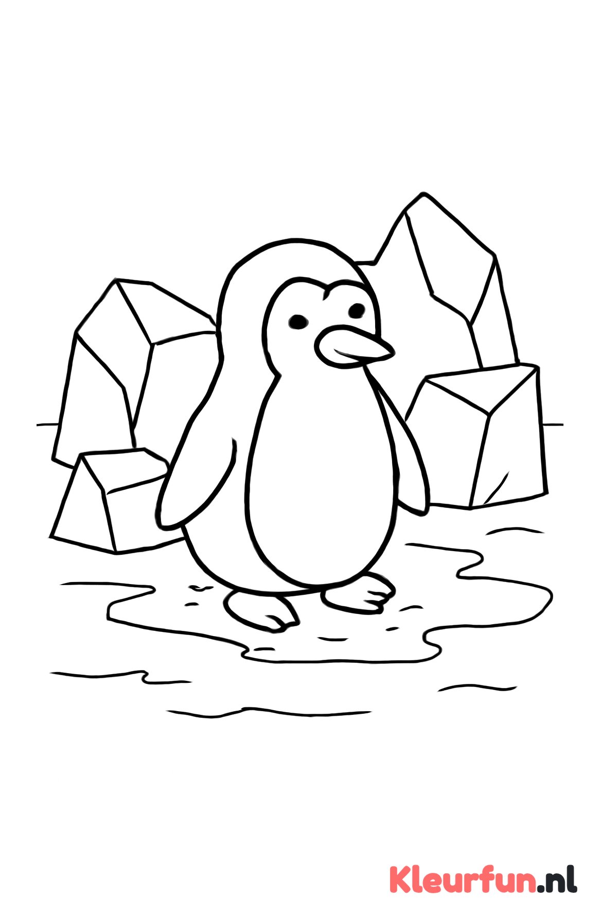 Pinguïn op bevroren meer