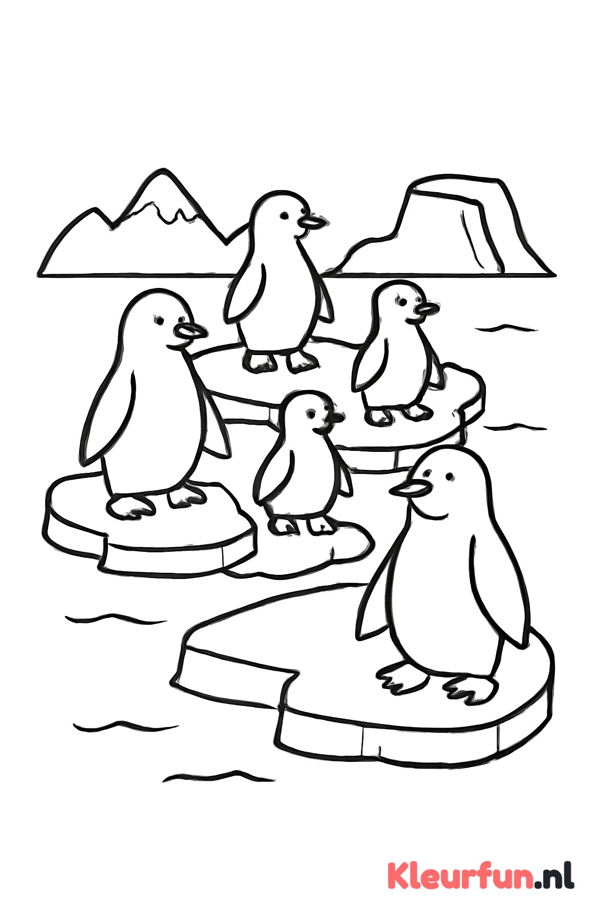 Pinguïns op ijsblokken