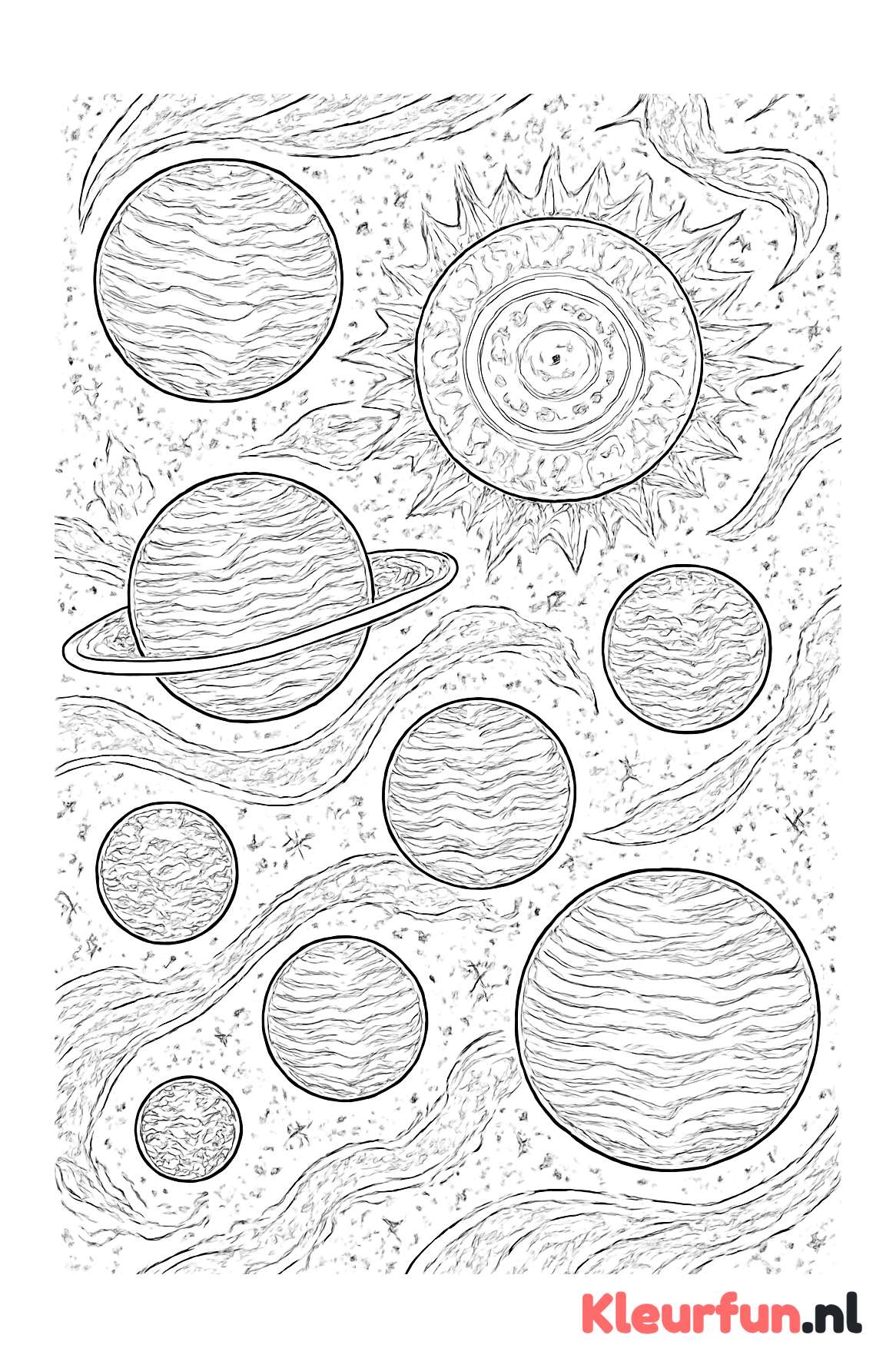 Complex zonnestelsel met meerdere planeten