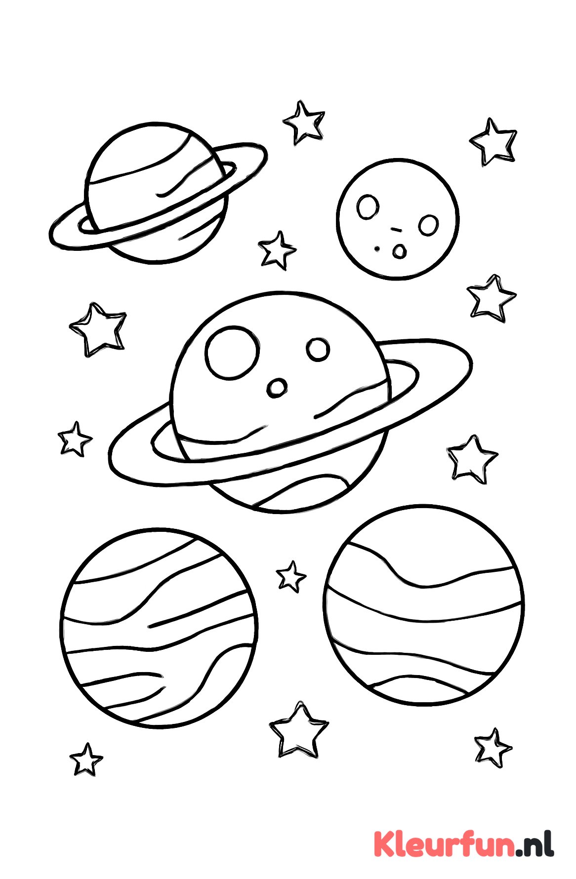 Planeten met Ringen en Maan