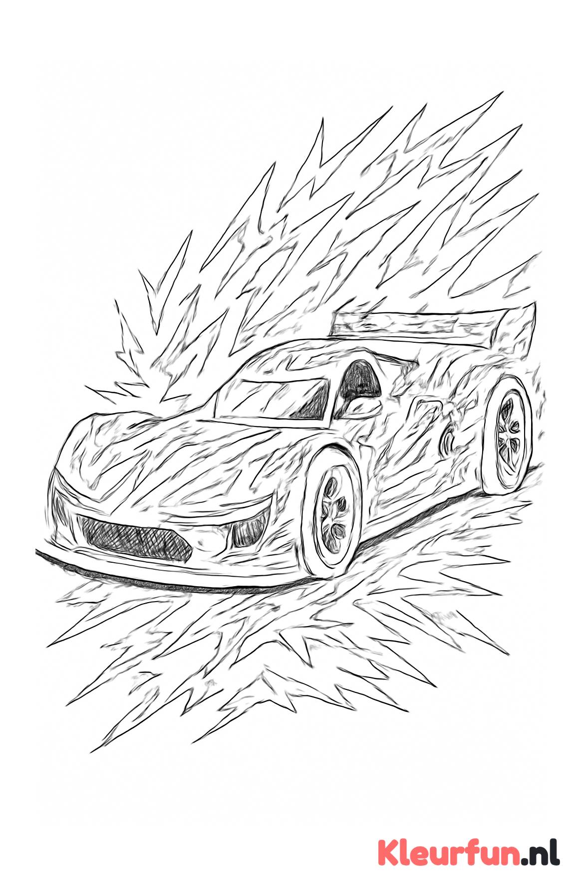 Raceauto geïnspireerd door bliksempatronen