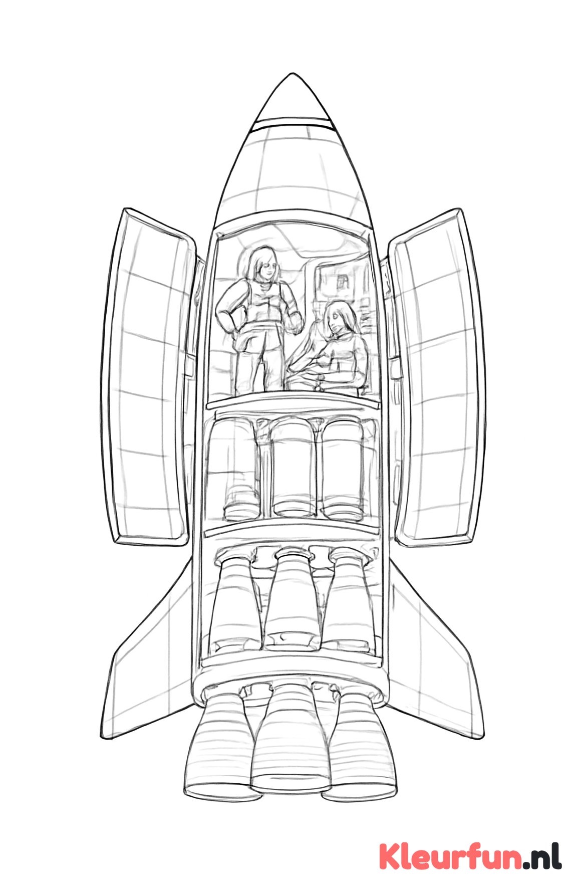 Raket interieur en astronauten