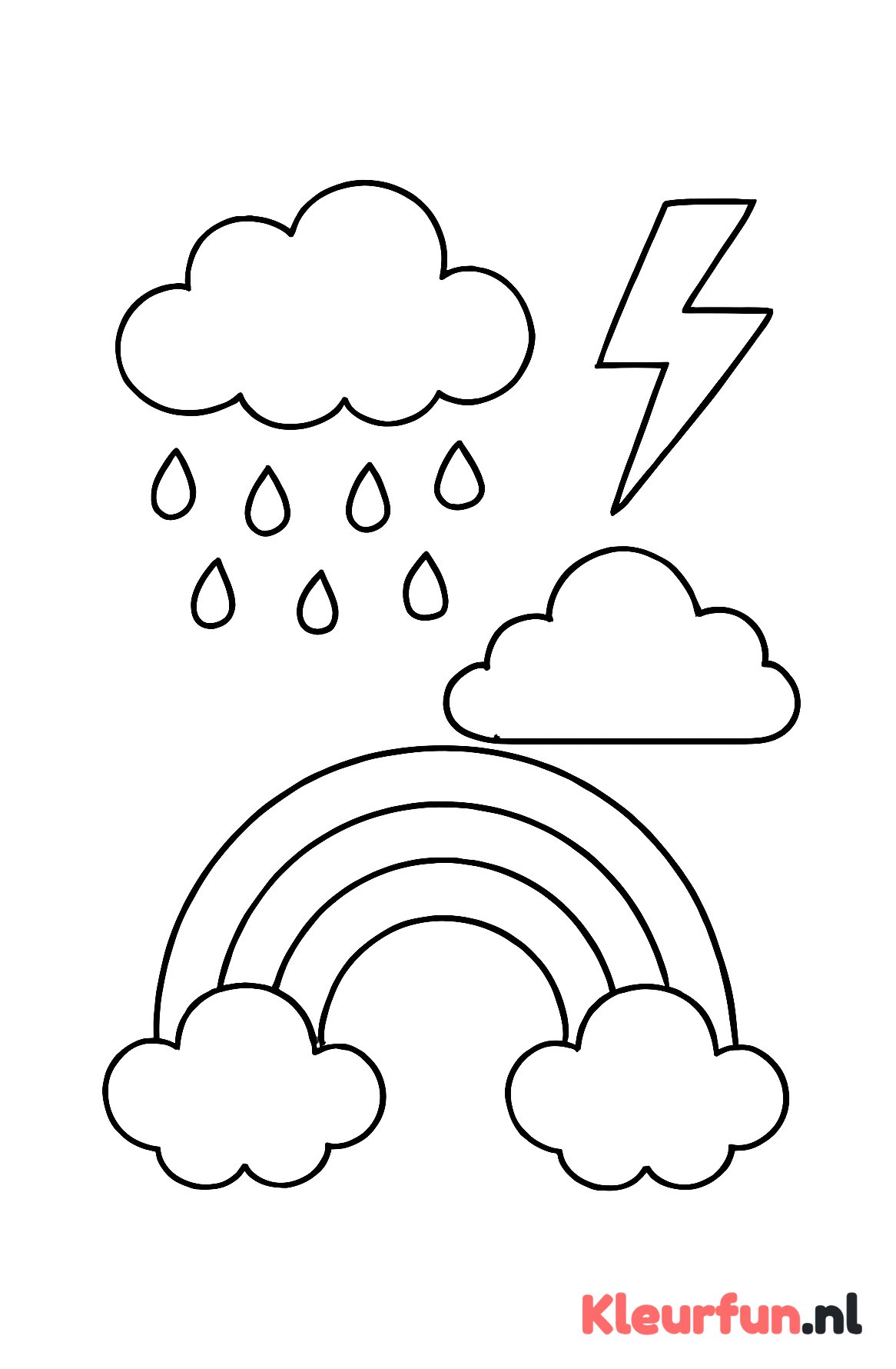 Regen, bliksem en regenboog