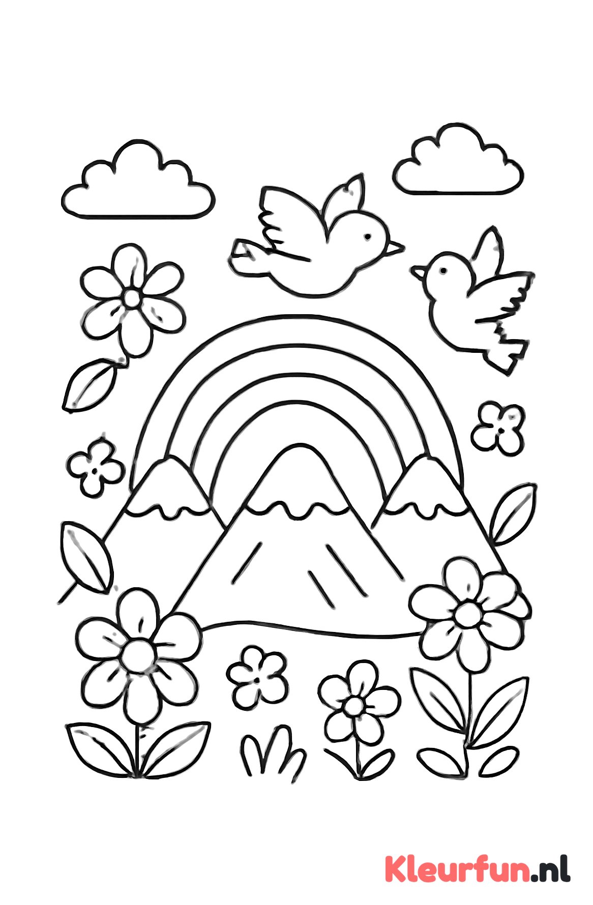 Regenboog bij berglandschap