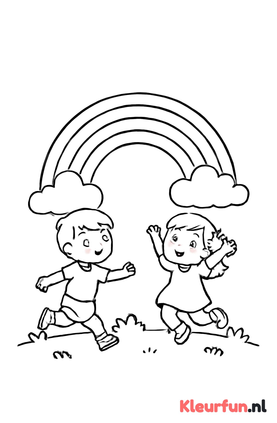 Regenboog met Spelende Kinderen