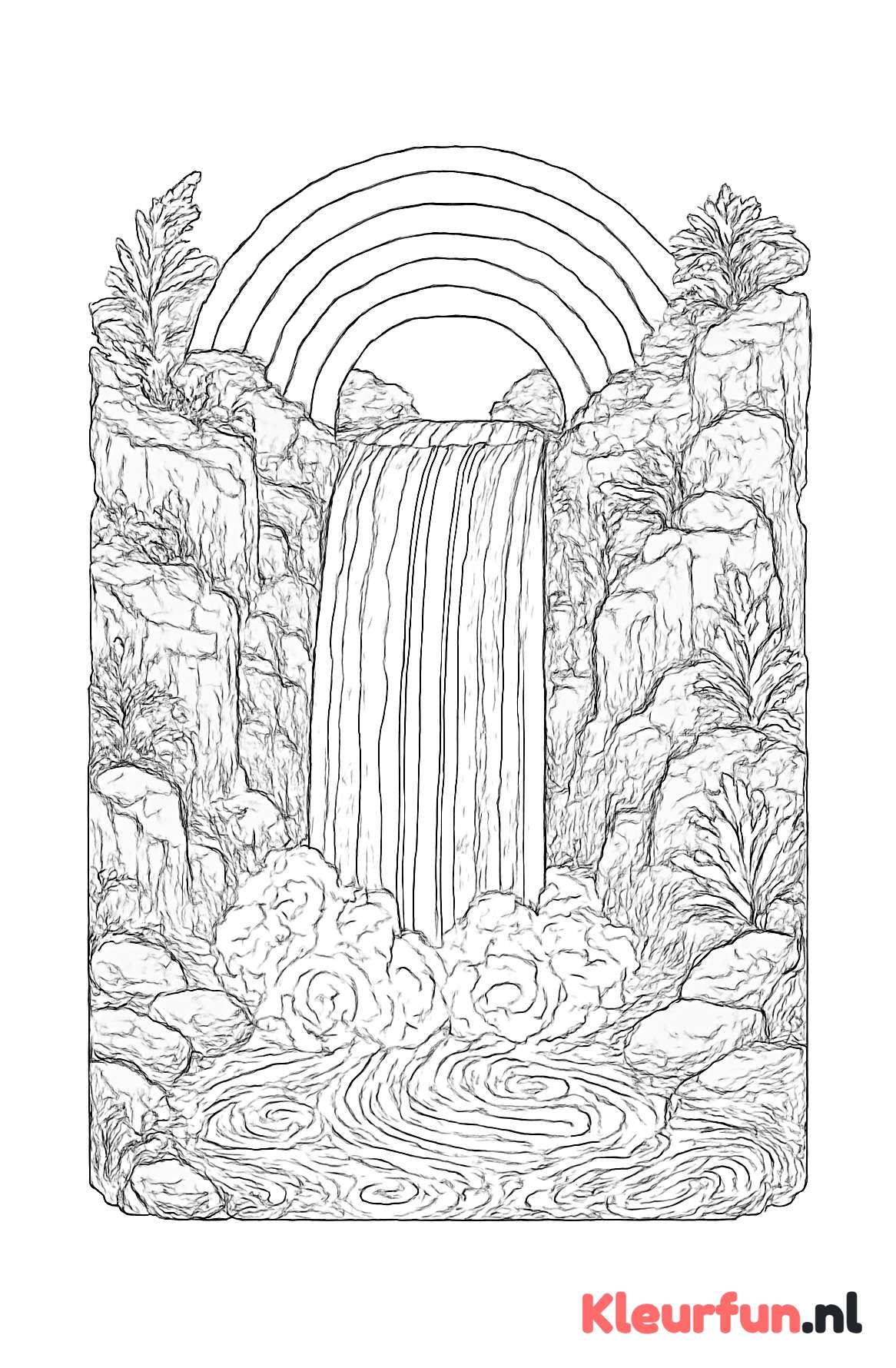 Regenboog bij waterval
