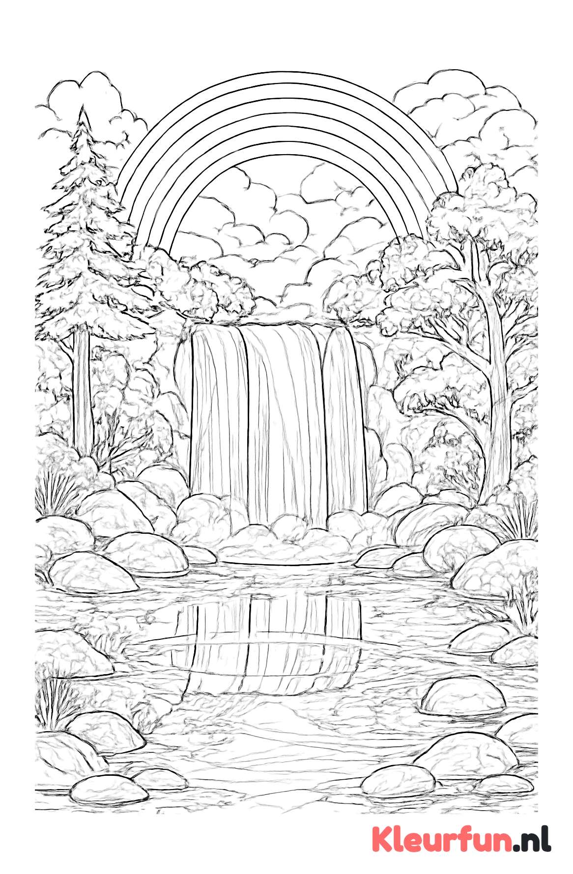 Regenboog bij waterval