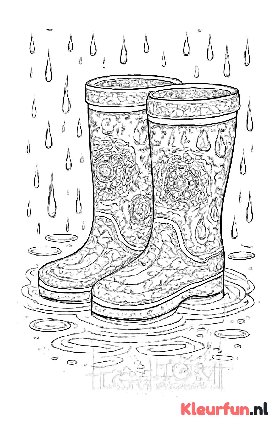 Regenlaarzen in een plas water