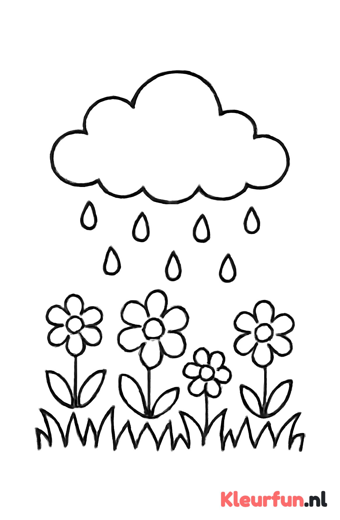 Regenwolk met Bloemen en Regen