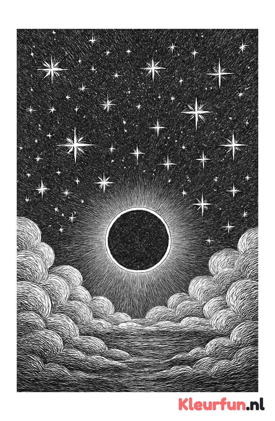 Ringvormige zonsverduistering en sterren
