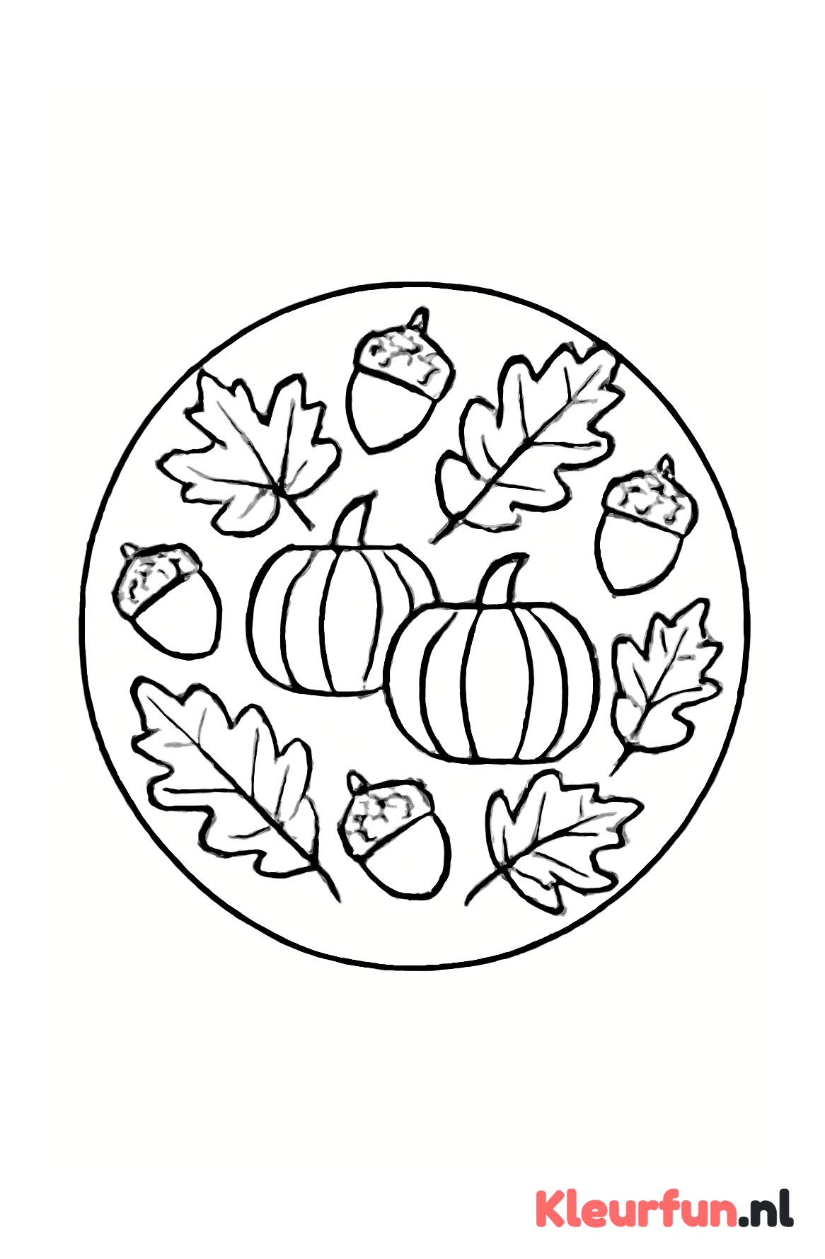 Ronde herfst mandala met bladeren en pompoenen