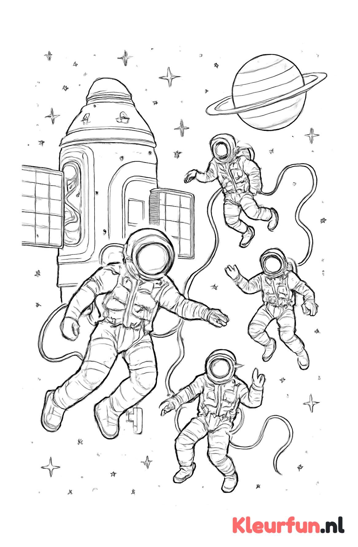 Astronauten tijdens ruimtewandeling