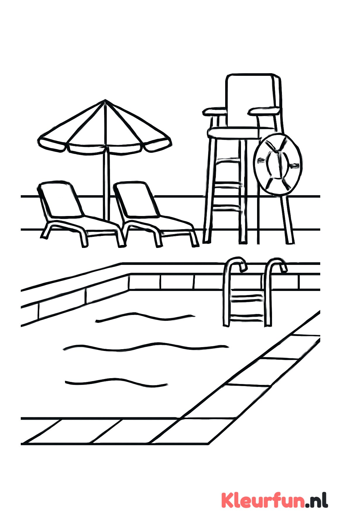 Rustig Zwembad met Ligstoelen