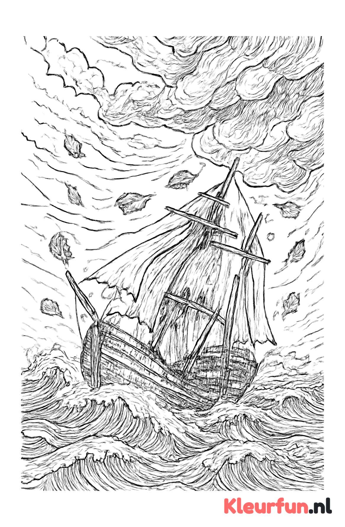 Scheepswrak tijdens herfststorm
