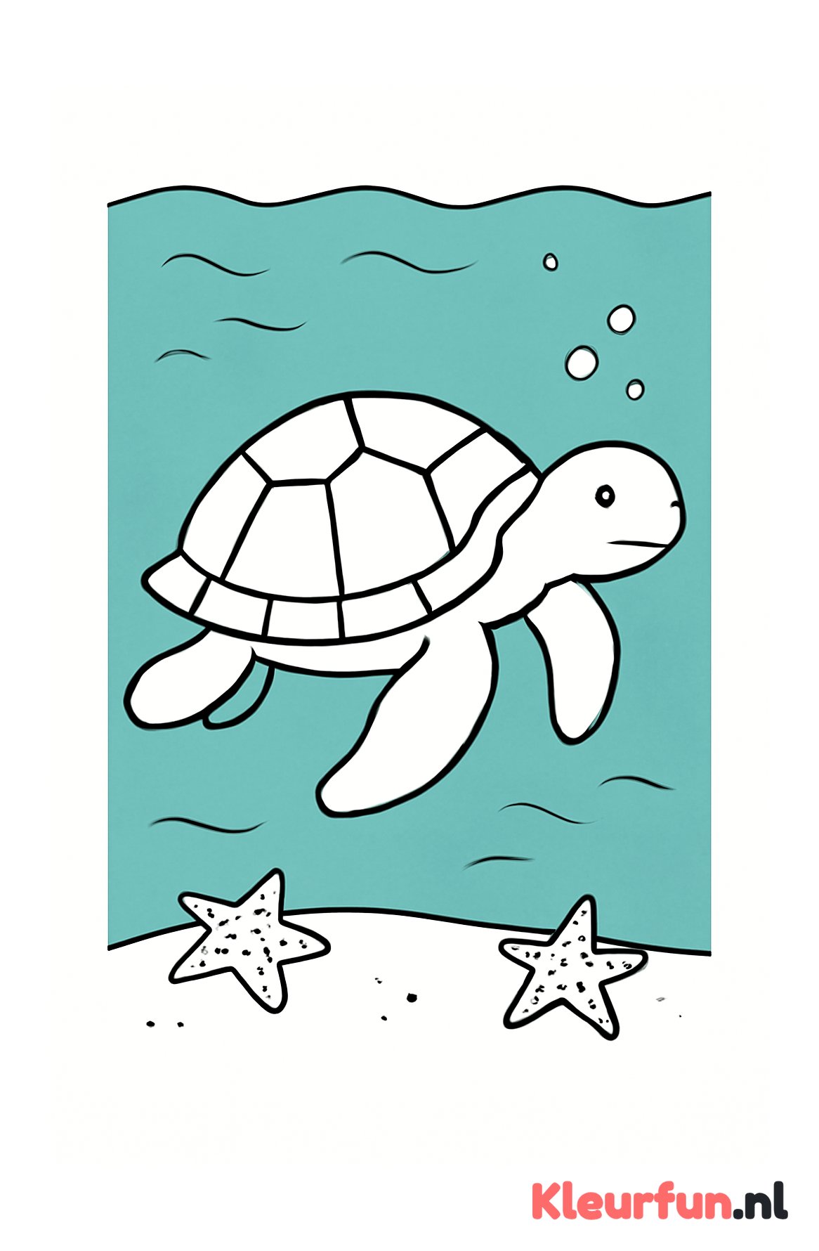 Schildpad zwemt tussen bubbels