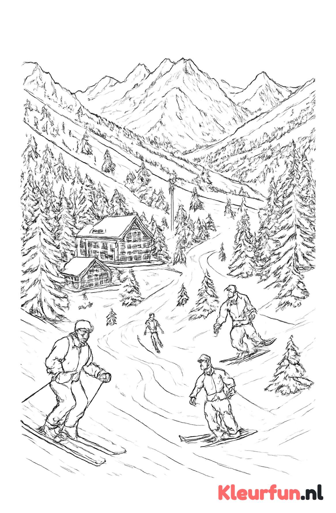 Skiresort in winters sneeuwlandschap