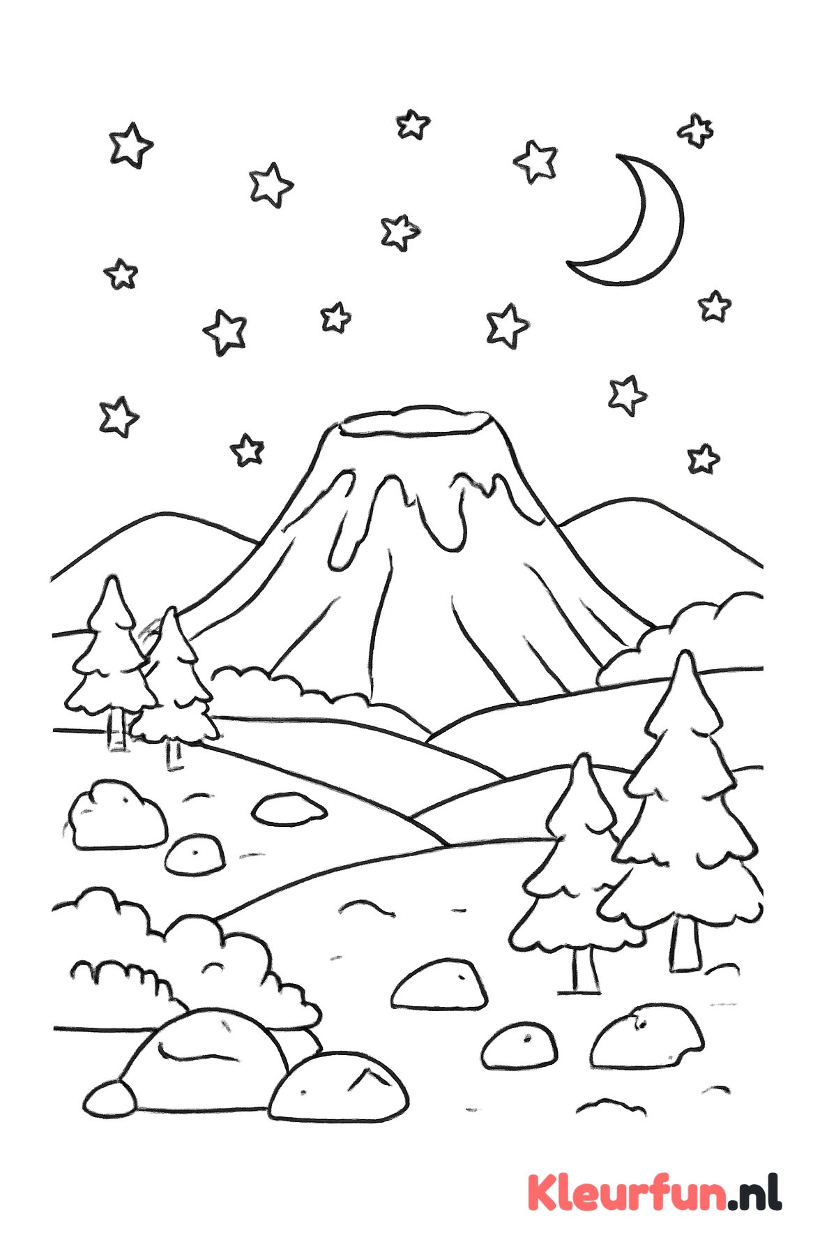 Slapende vulkaan met berglandschap