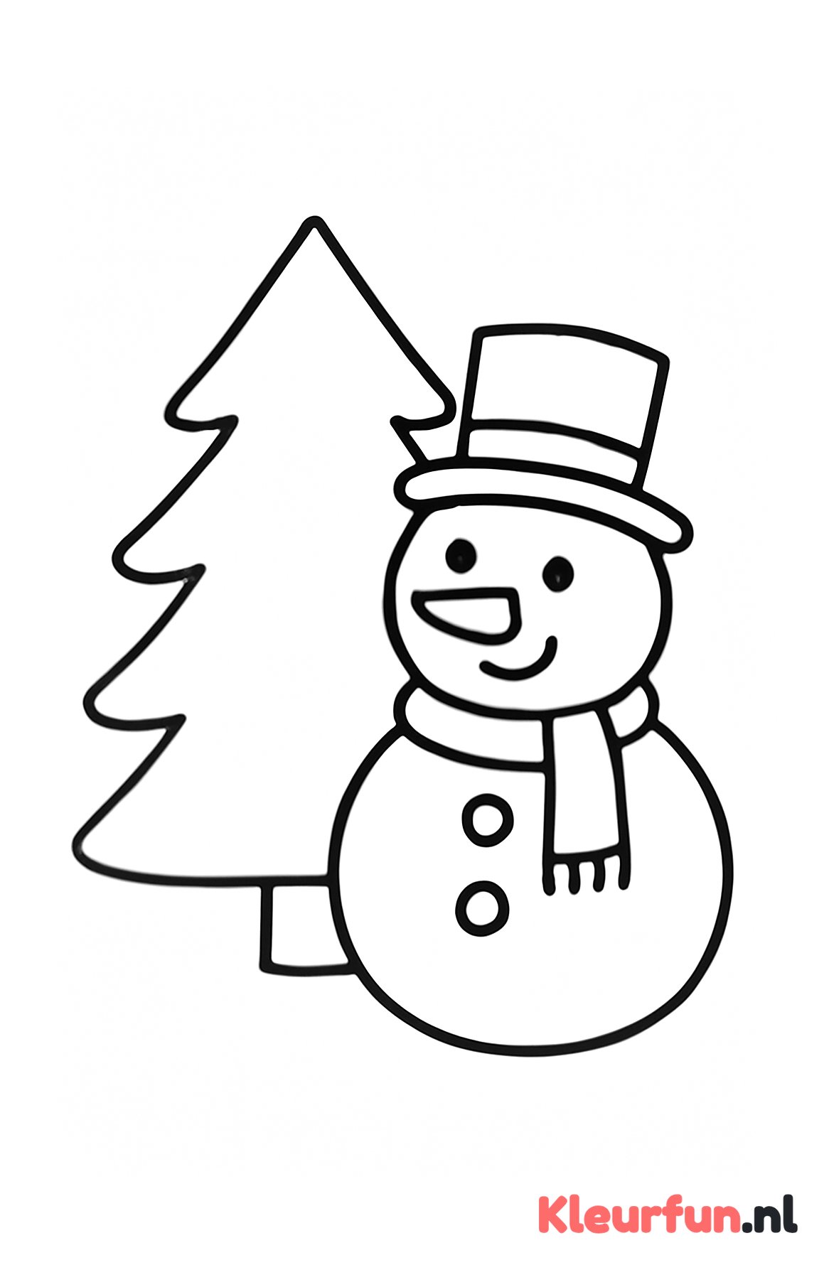 Sneeuwpop en Dennenboom