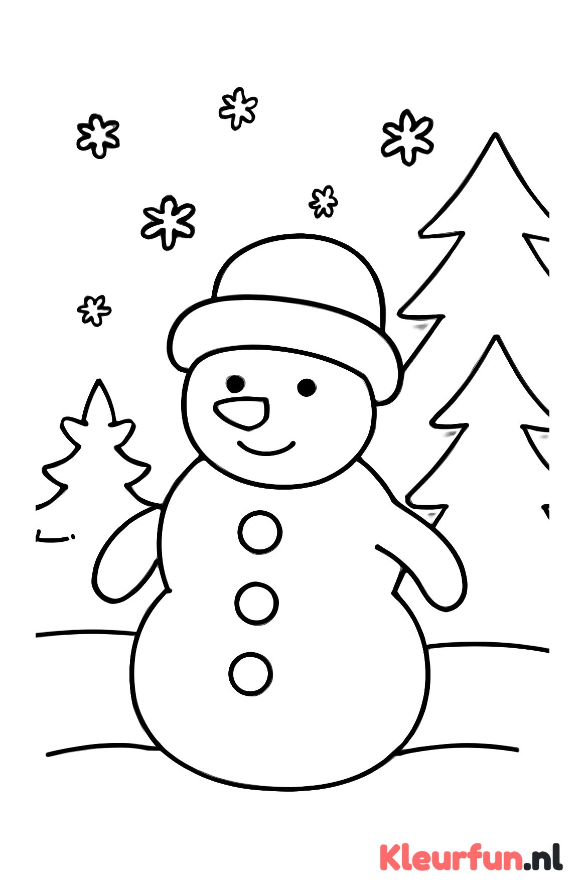 Sneeuwpop en grote sneeuwvlokken
