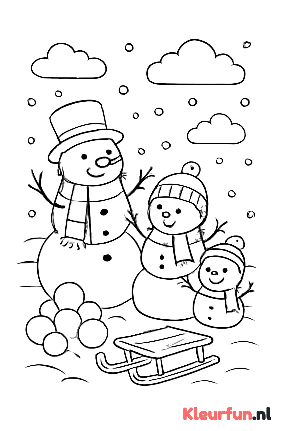 Sneeuwpop familie aan het spelen