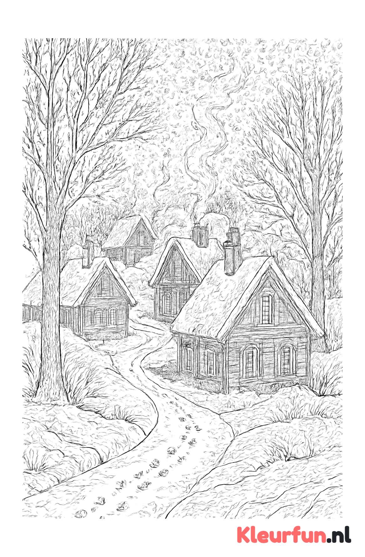 Winterdorp in sneeuwval