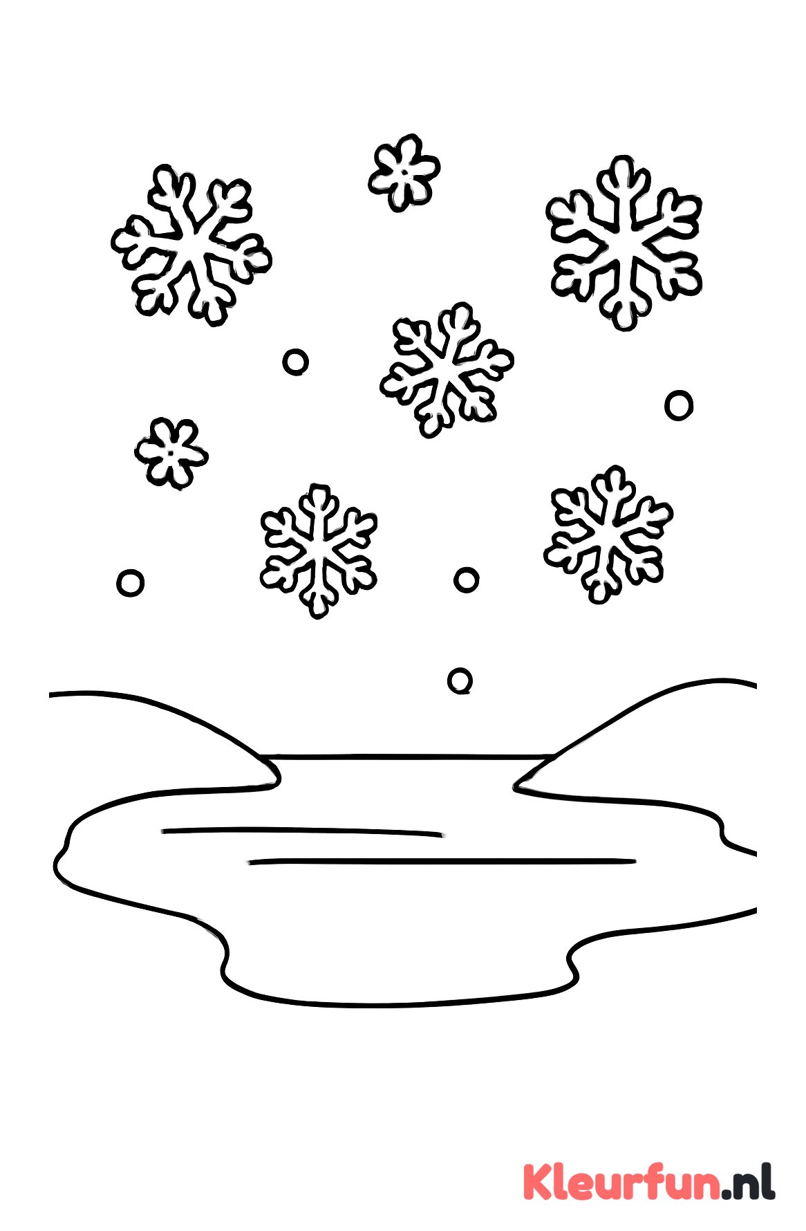 Sneeuwvlokken die vallen boven een Meer