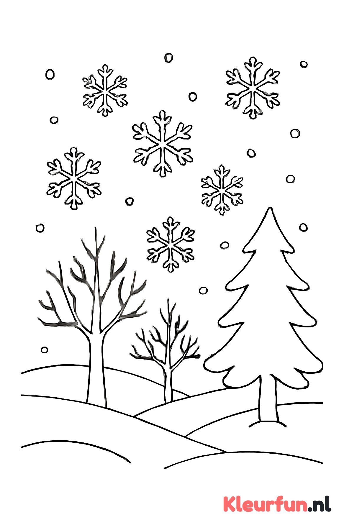 Sneeuwvlokken in Winterlandschap