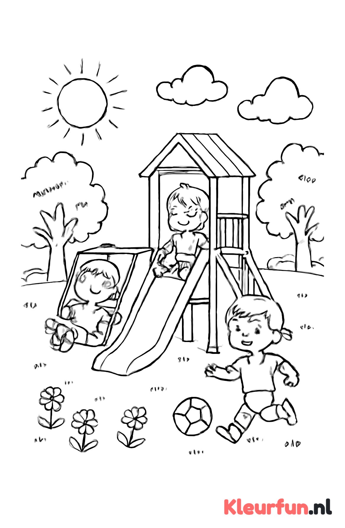 Kinderen spelen buiten in de lente