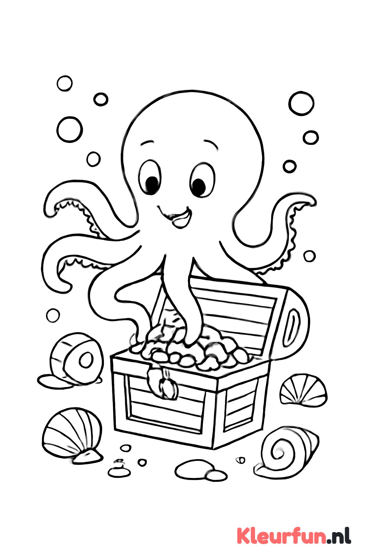Speelse octopus opent schatkist