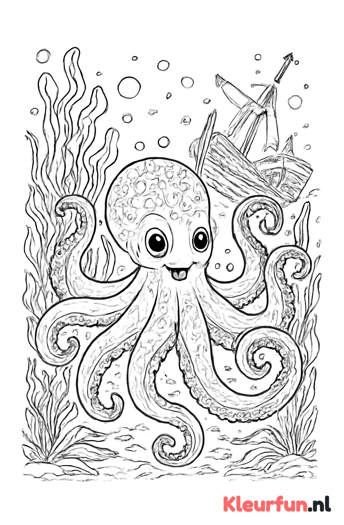 Speelse Octopus met Zeewier