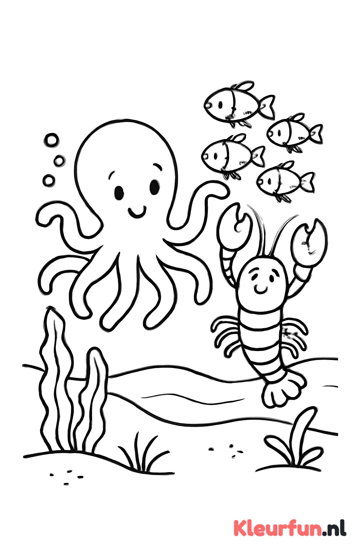 Speelse zeedieren met octopus en kreeft