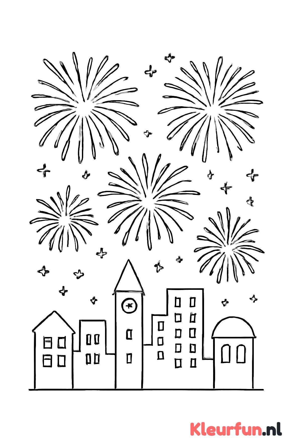 Stad tijdens vuurwerkfestival