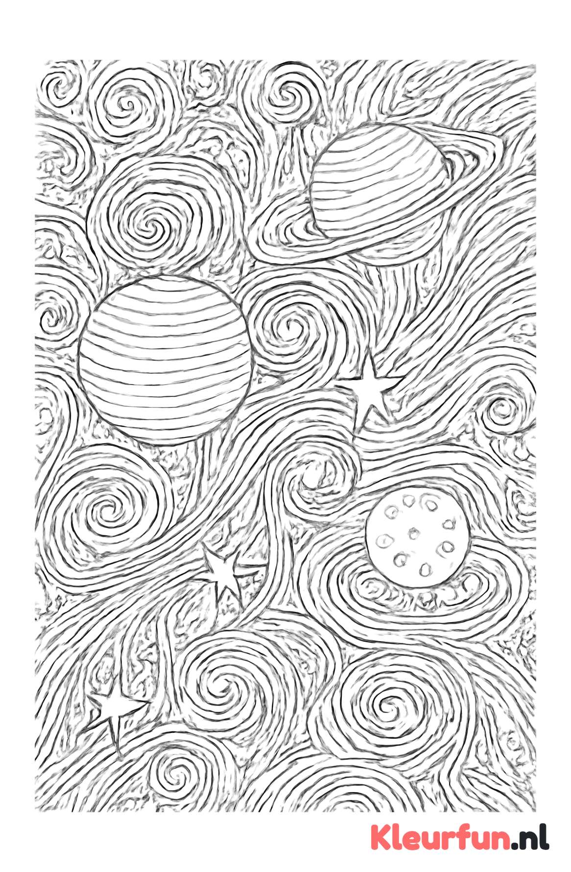 Sterrenstelsels en planeten met abstract patroon
