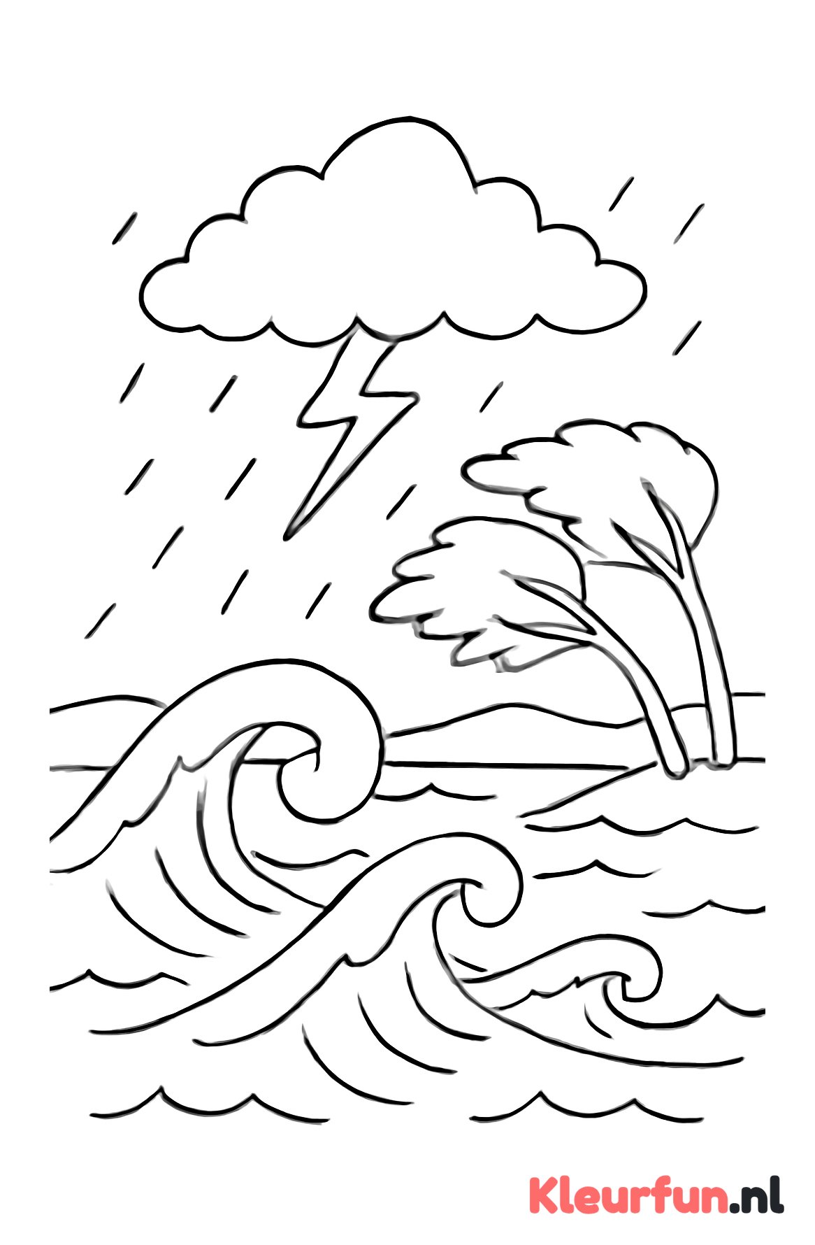 Storm op het meer met wind en golven