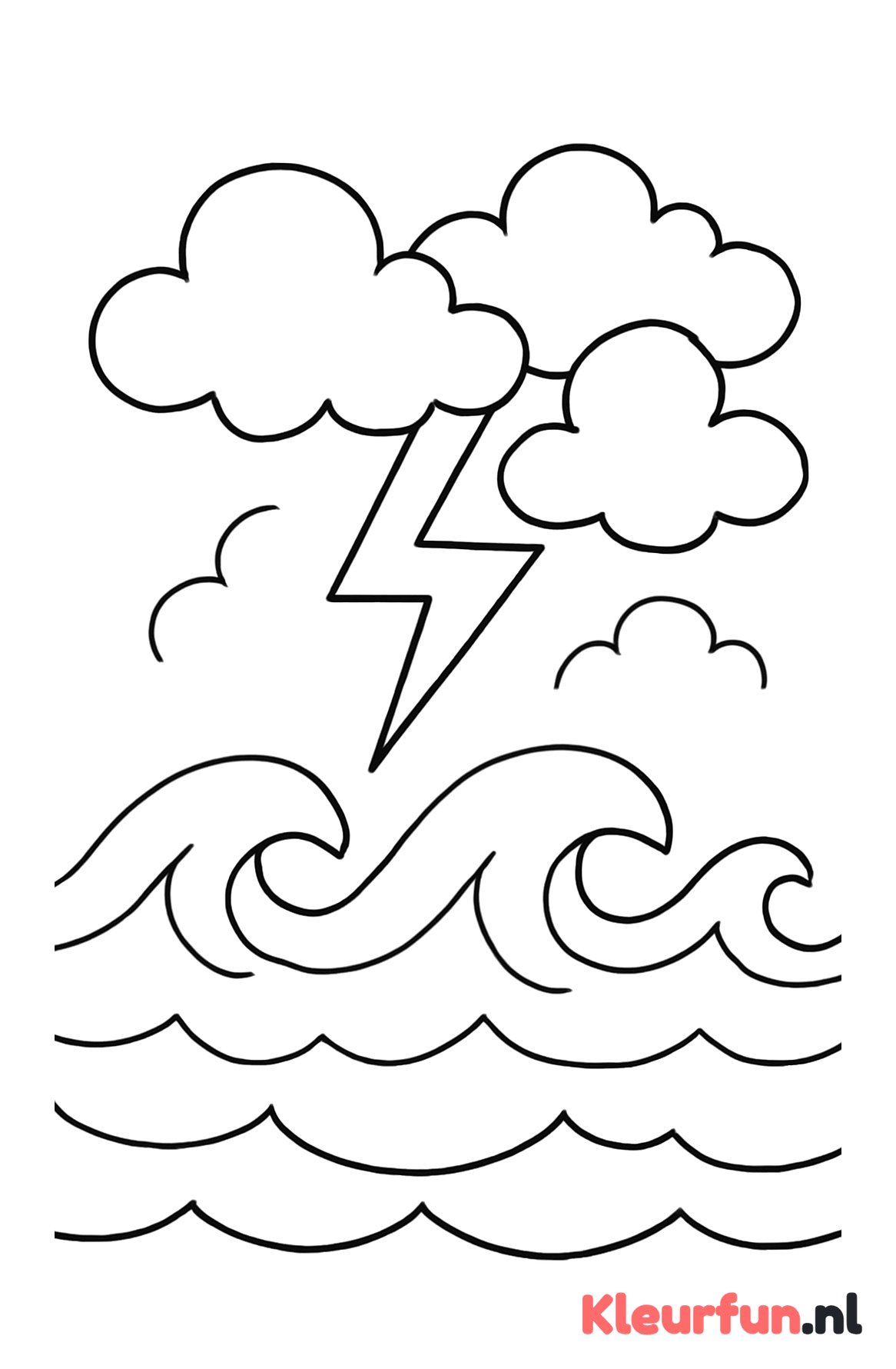 Storm op het meer - eenvoudige peuter kleurplaat