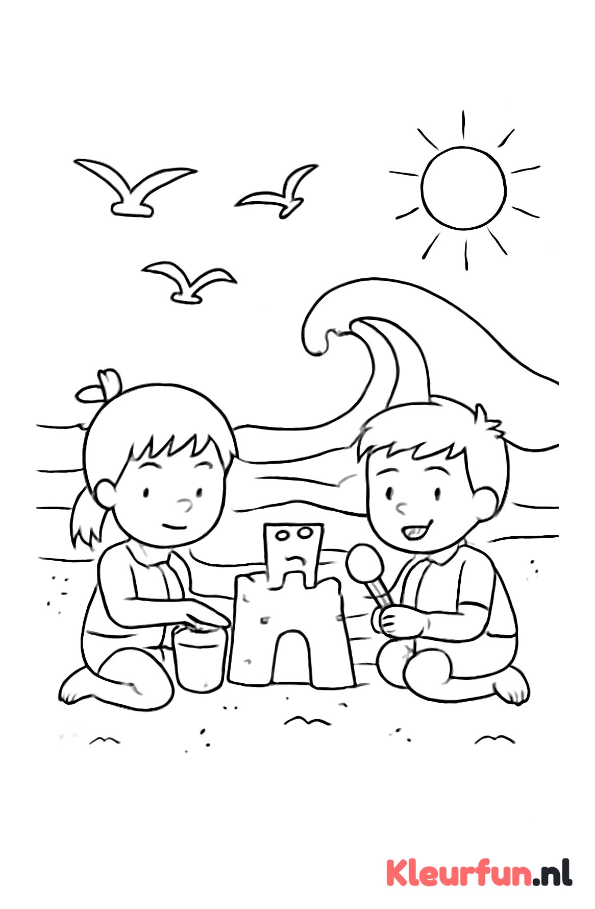 Strand en zandkastelen